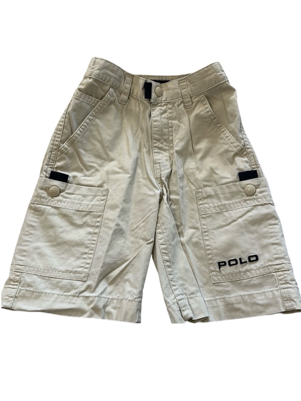 Vintage Y2K Polo Ralph Lauren Boys Cargo Shorts Tan Khaki Spellout Size 5